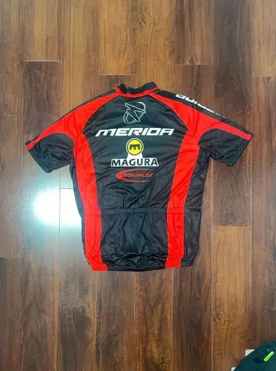 Merida Men's Short Sleeve Cycling Jersey Full Zip MTB Bike Shirt - Black/Red - Picture 9 of 16